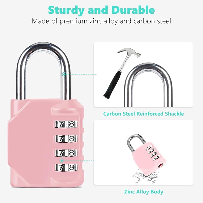 CL11RQ Combination Lock, 4 Digit Outdoor Combination Padlock Set Your own - Image 3