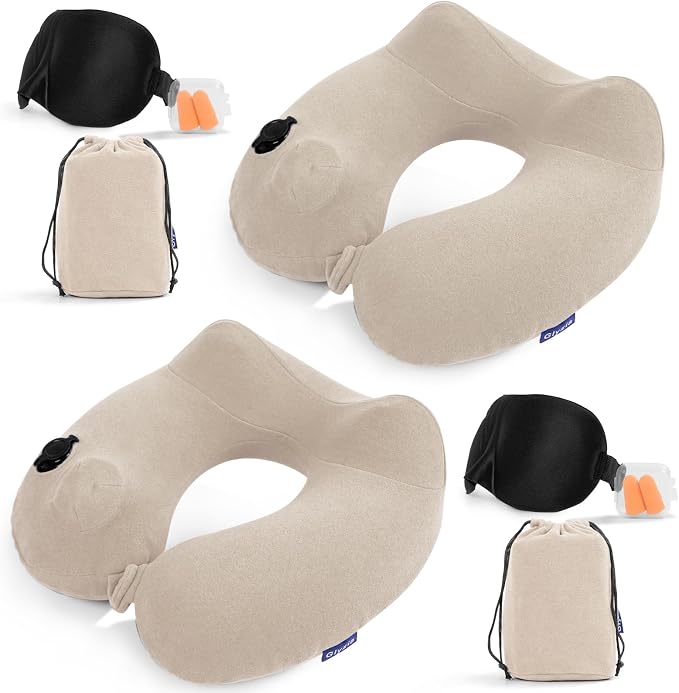 2 Pack Inflatable Travel Neck Pillows by Glyzia