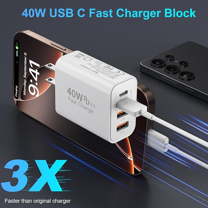 USB C Fast Charger Block, iPhone Charger Fast Charging Blocks 40W Multi Port - Image 2