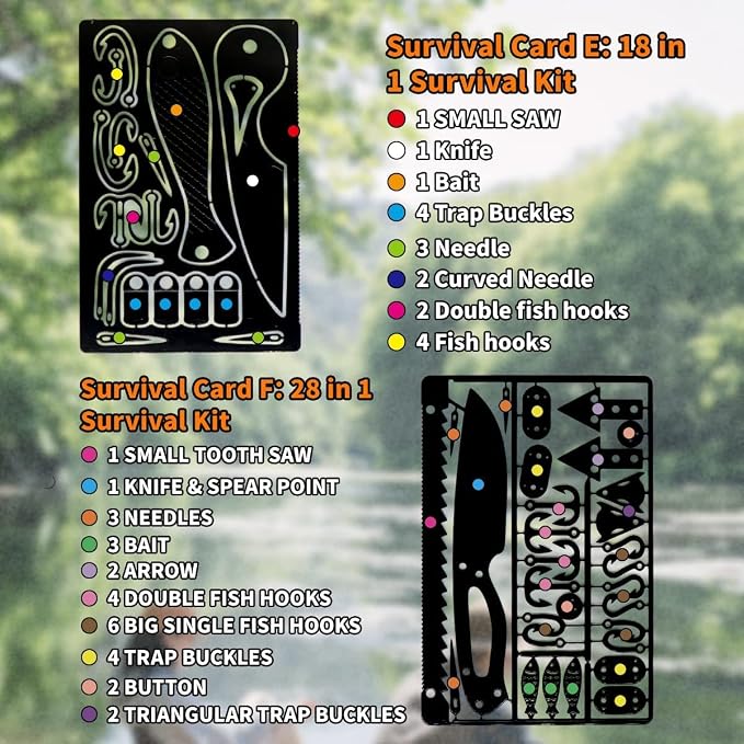 PSKOOK 12 Pcs Survival Multitool Card Emergency Camping Tool EDC Kit in Your - Image 4
