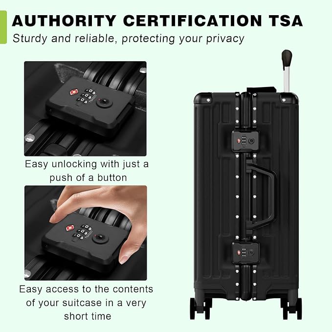 AnyZip Luggage PC+ABS Aluminum Frame Zipperless Checked Luggage Hard Shell - Image 5