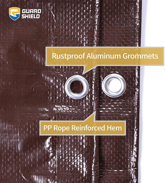 GUARD SHIELD Brown Tarp 10x12 Feet Waterproof Tarps Lightweight Camping Tarp - Image 3