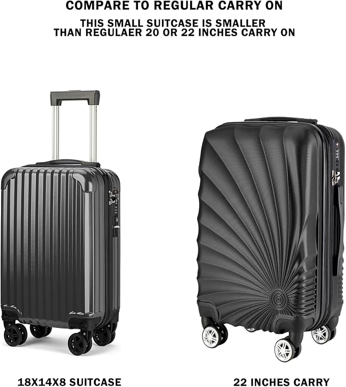 Personal Item Small Suitcase 18x14x8 Inches Hardside Built In TSA Lock & USB - Image 3
