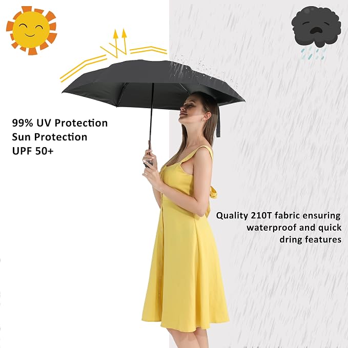 BAODINI Small UV Protection Travel Umbrella Compact - Image 2