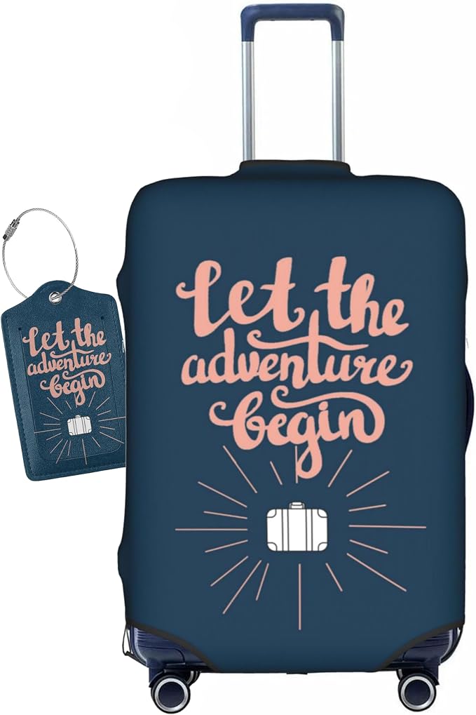 Let The Adventure Begin Luggage Cover Washable Suitcase Protector, Luggage Tag by Vridoyt