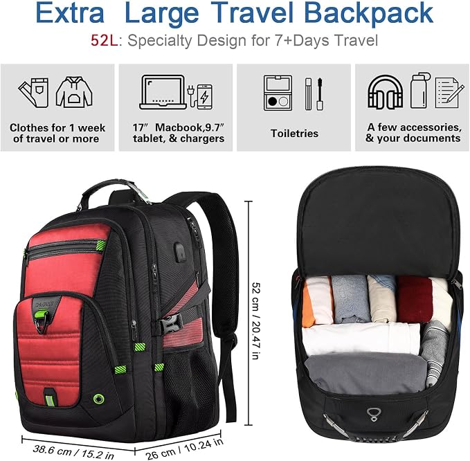 Z-MGKISS 52L Extra Large Laptop Backpack, Travel Computer Bag - Image 2