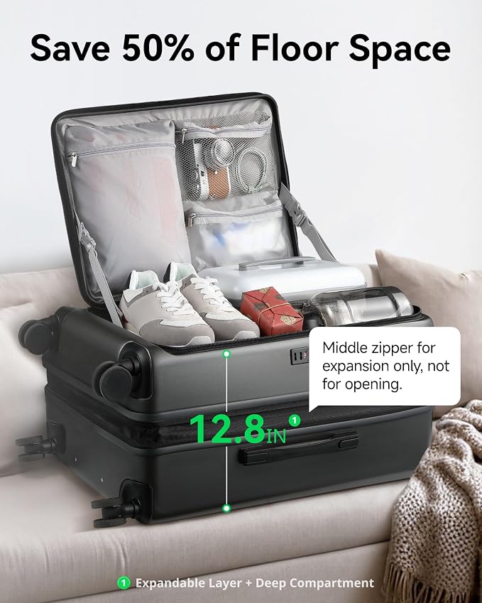 LUGGEX 28 Inch Luggage with Spinner Wheels, Expandable PC Hard Shell Checked - Image 4