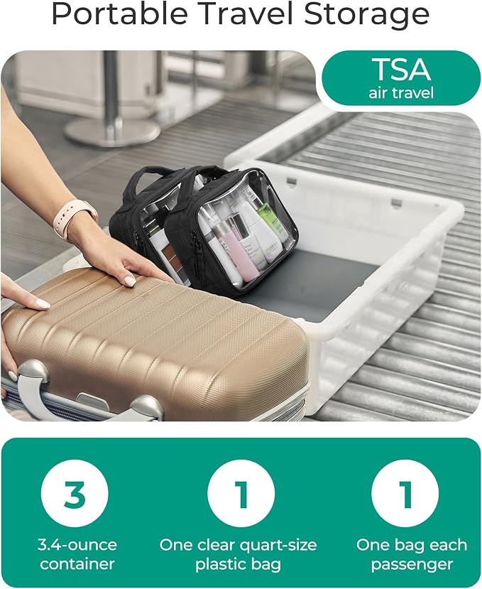 BAGSMART Clear TSA-Approved Toiletry Bag, 2 Pack Clear Makeup Bag - Image 2