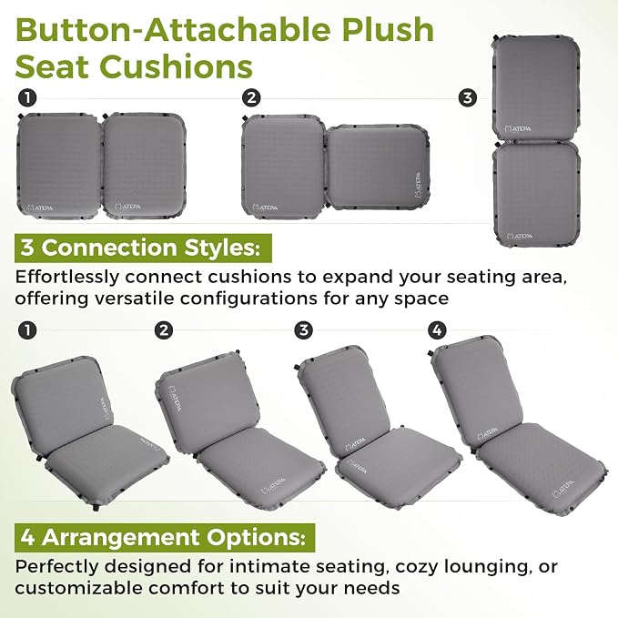 ATEPA Inflatable Stadium Seat Cushion, Self-Inflating Memory Foam Stadium Seats - Image 2