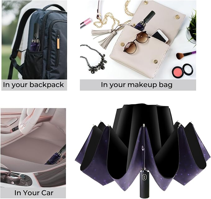 LLanxiry Compact Travel Umbrella, Mini Windproof Umbrellas - Image 7