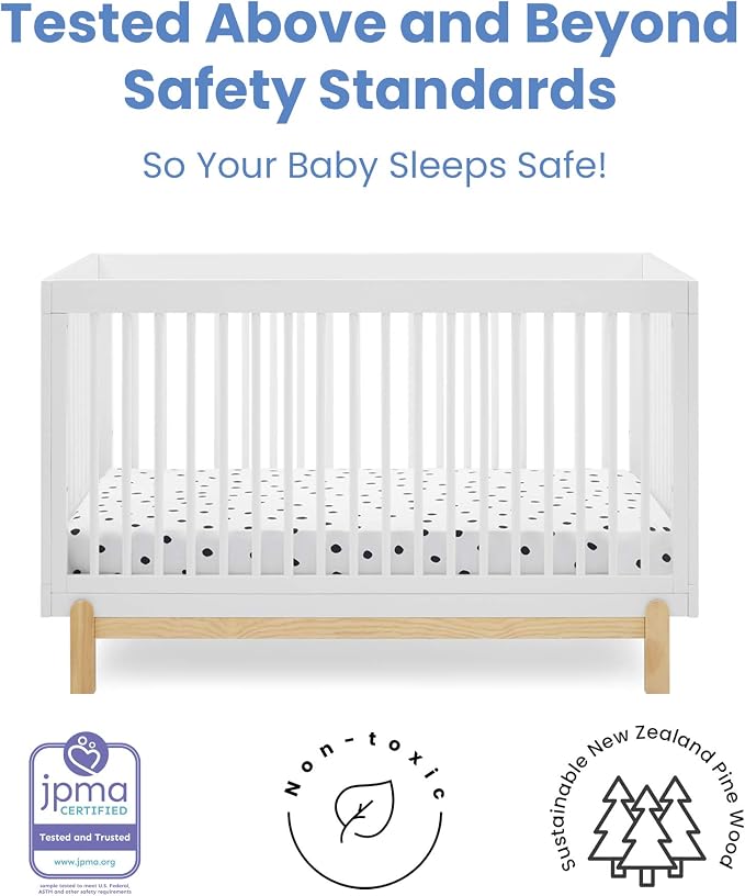 Delta Children Poppy 4-in-1 Convertible Crib, Bianca White/Natural - Image 4