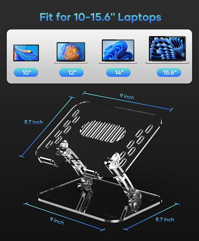 2 Pack Acrylic Laptop Stand for Desk, Adjustable Ergonomic Laptop Riser - Image 5