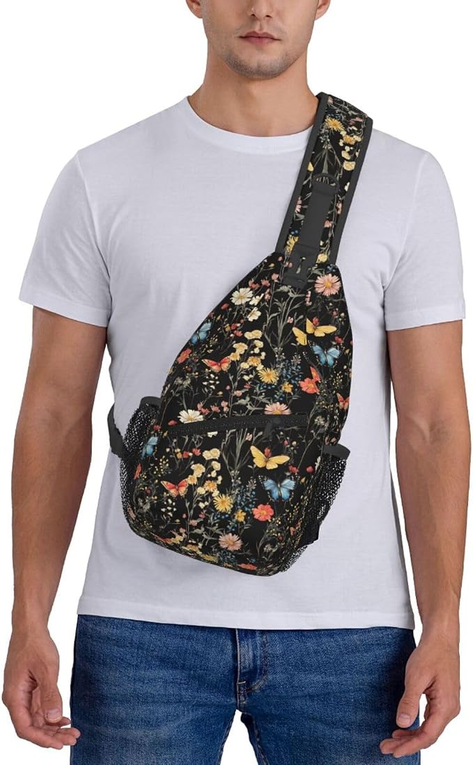 SUPLUCHOM Sling Bag Wildflower Botanical Butterfly Flower Hiking Daypack - Image 7