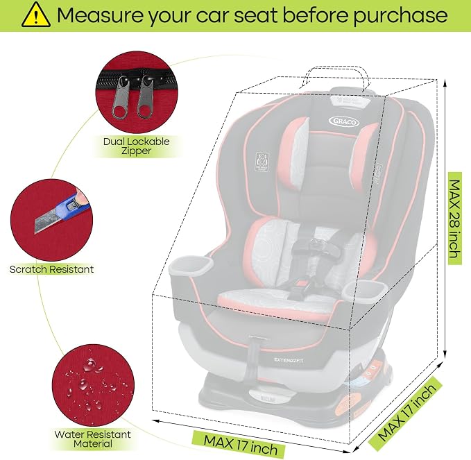 Padded Car Seat Travel Bag for Airplane, Heavy Duty Backpack for Air Travel - Image 2