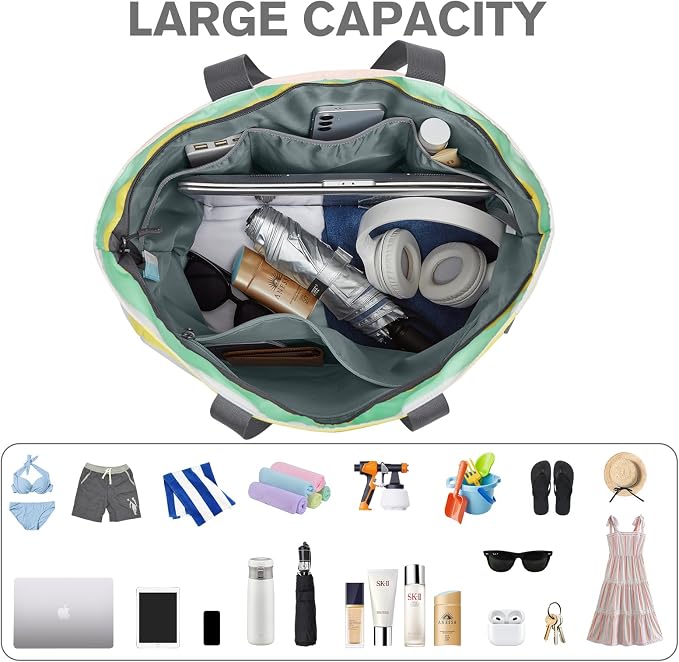 G4Free Beach Bag, Waterproof Sandproof Beach Tote Bag, Large Capacity Foldable - Image 7