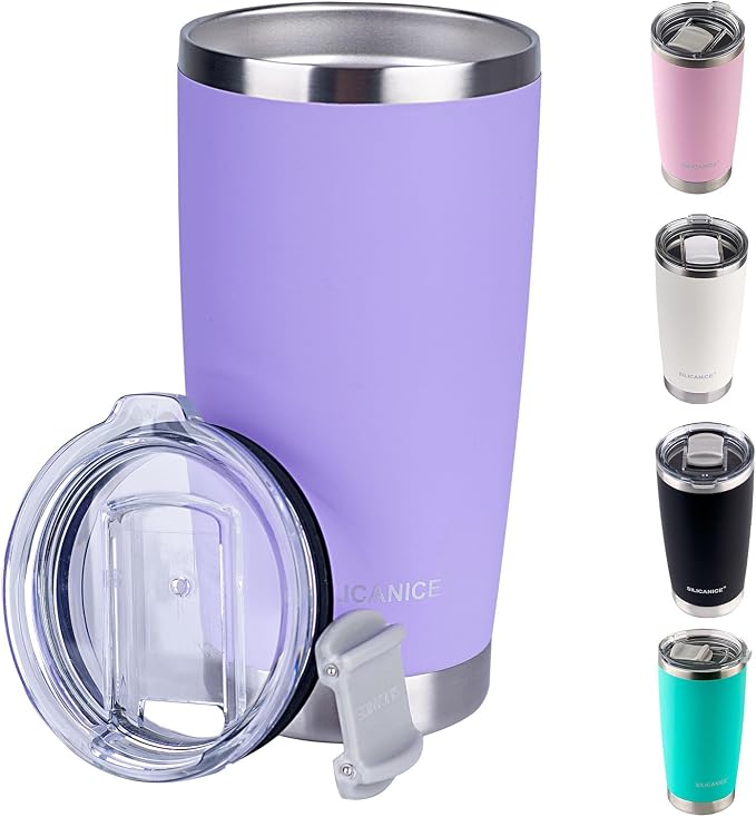 Purple Soft Touch Cup With Lid, 20 Oz Insulated Double Wall Tumbler | Metal by Patent-pendingstraw1secondoff1secondon3-secondclean