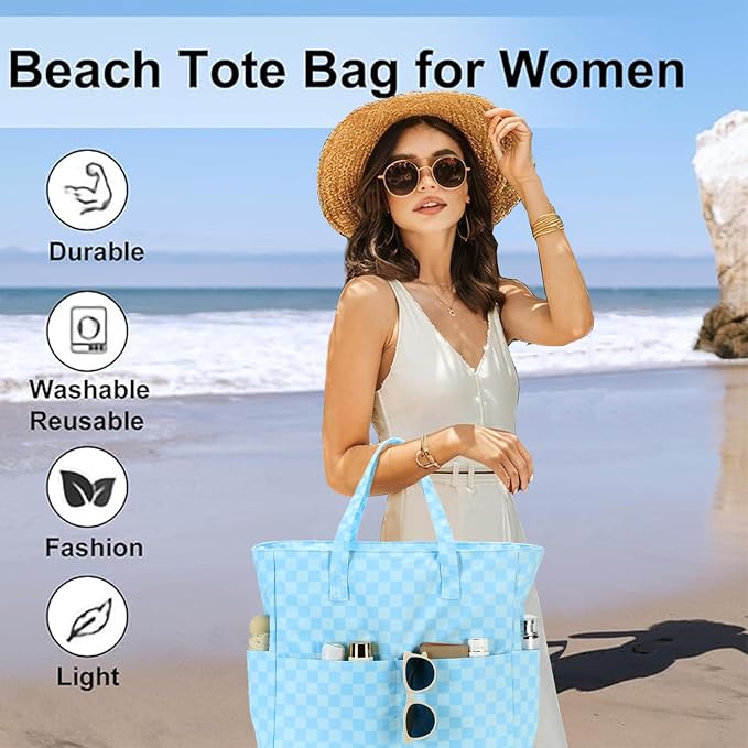 LEDAOU Beach Bag Waterproof Sandproof Women Tote Bag Pool Bag - Image 5