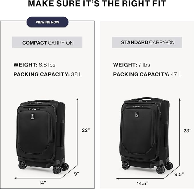 Travelpro Crew Classic Lightweight Softside Expandable Carry on Luggage - Image 3