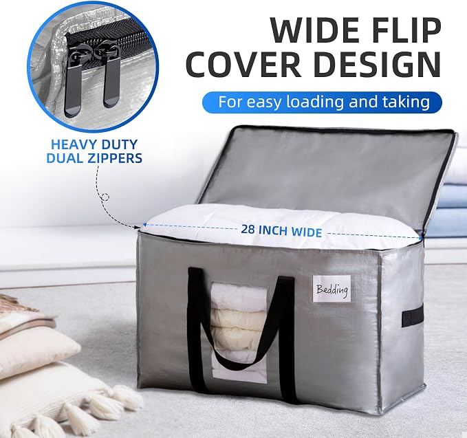 TAILI Extra Large Moving Bags, 8 Pack Silver Heavy Duty Totes - Image 3