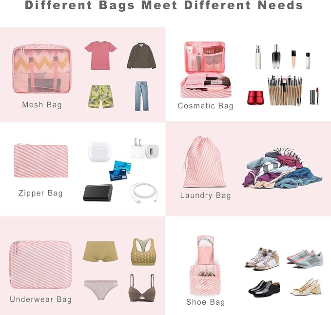 BAGAIL 8 Set Packing Cubes Luggage Packing Organizers - Image 5