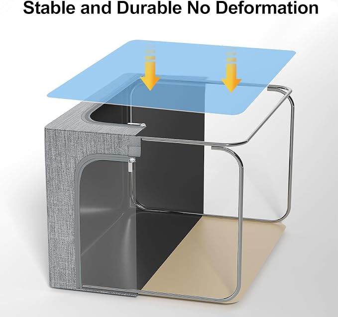 GoMaihe Clothes Storage Bins Metal Frame: 3-Pack Compact Stackable Closet - Image 3