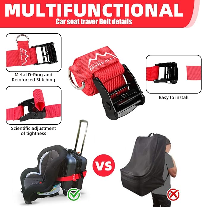 Car Seat Travel Belt to Suitcase, Car Seat Travel Strap to Convert Kid Car Seat - Image 5