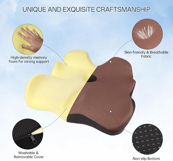 Seat Cushion, X-Large Memory Foam Office Chair Cushion, - Image 5