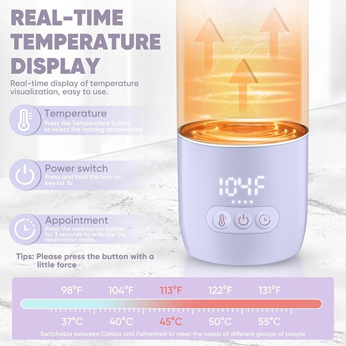 Portable Bottle Warmer for Travel, Portable Milk Warmer for Baby-12oz Ceramic - Image 4