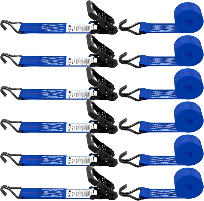 6 Pack 2 inch Ratchet Straps Heavy Duty J Hook 2 in x 15ft by SALUINOKI