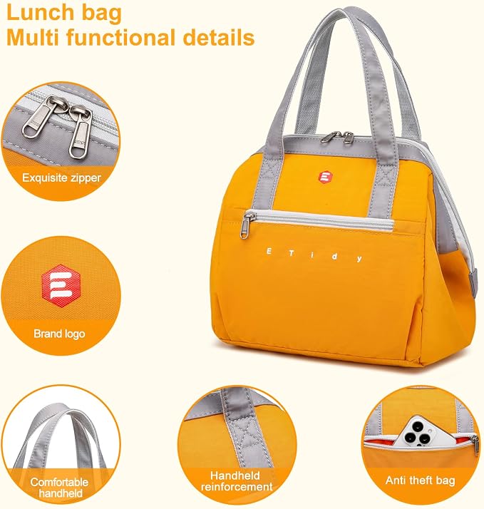 ETidy Fashionable & Lightweight Reusable Lunch Bag Large Capacity Waterproof & - Image 3