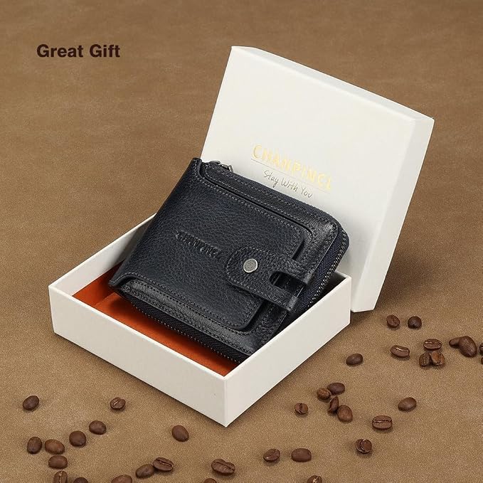 Men's brand buckle driver's license zipper genuine leather wallet, large - Image 5