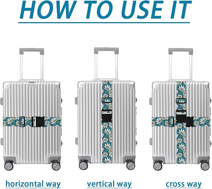 White Daisy Luggage Straps for Suitcases TSA Approved, Luggage Identifiers for - Image 4