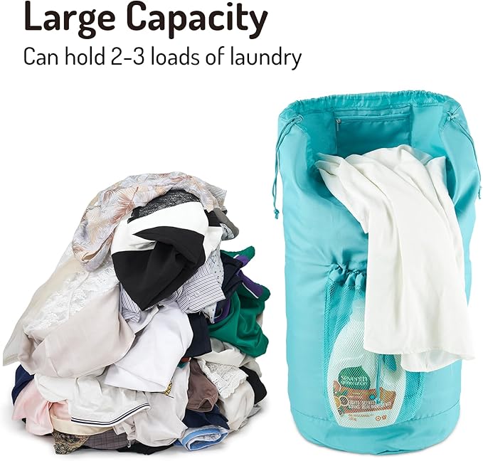Backpack Laundry Bag with Straps and Detergent Holder, Clothes Laundry Backpack - Image 6