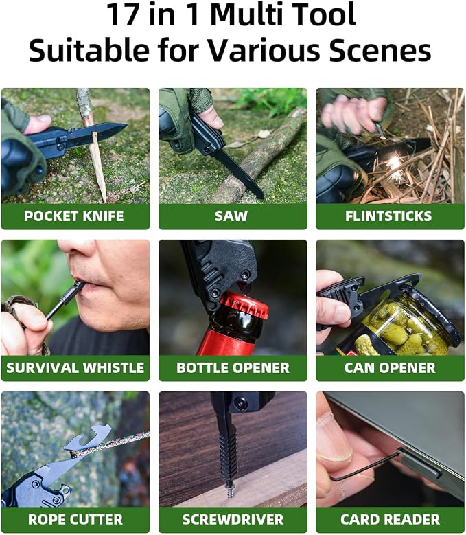 Multitool Knife 17 in 1Fire Starting Sticks, Bottle Opener, Saw Screwdrivers - Image 5