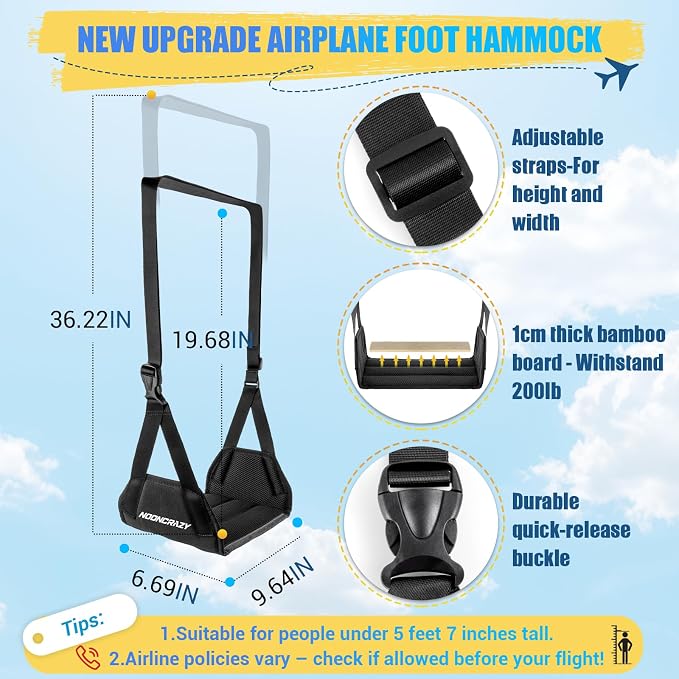 Airplane Foot Hammock, No Collapse Foot Rest - Image 2