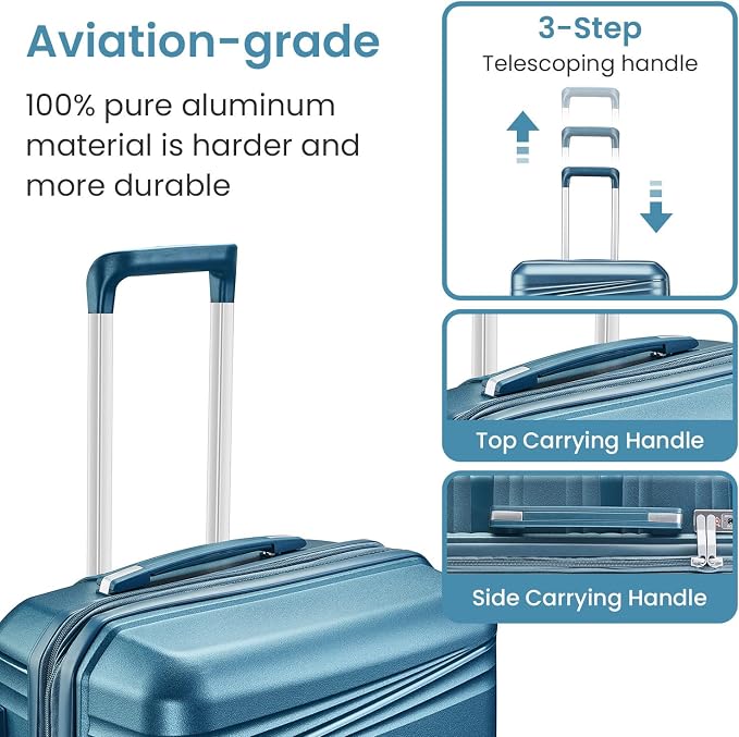 Campfun Luggage 4 Piece Sets, Expandable Carry On Luggage Set Hardshell PP - Image 5