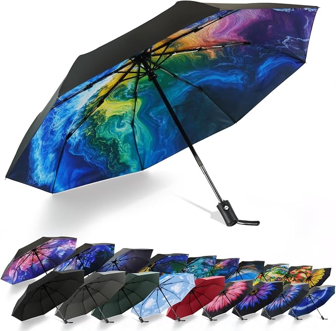 SY COMPACT Travel Umbrella Windproof Automatic Umbrellas Small Compact UV Sun by SYCOMPACT