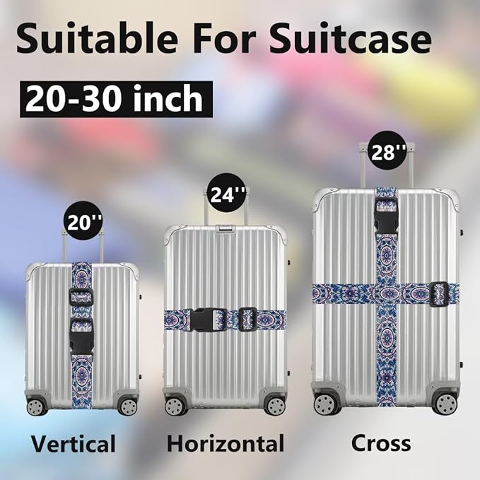 2 Pack Luggage Straps for Suitcases Adjustable Luggage Belt TSA Approved - Image 3
