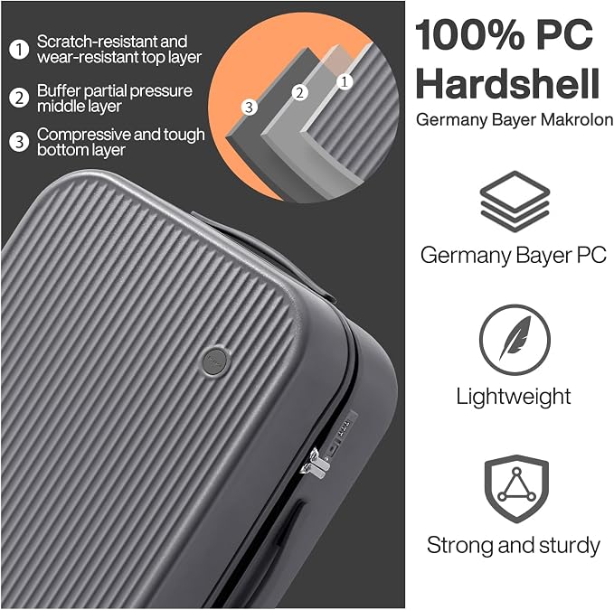 mixi 26 Inch Large Checked Luggage PC Hardshell Suitcases - Image 5