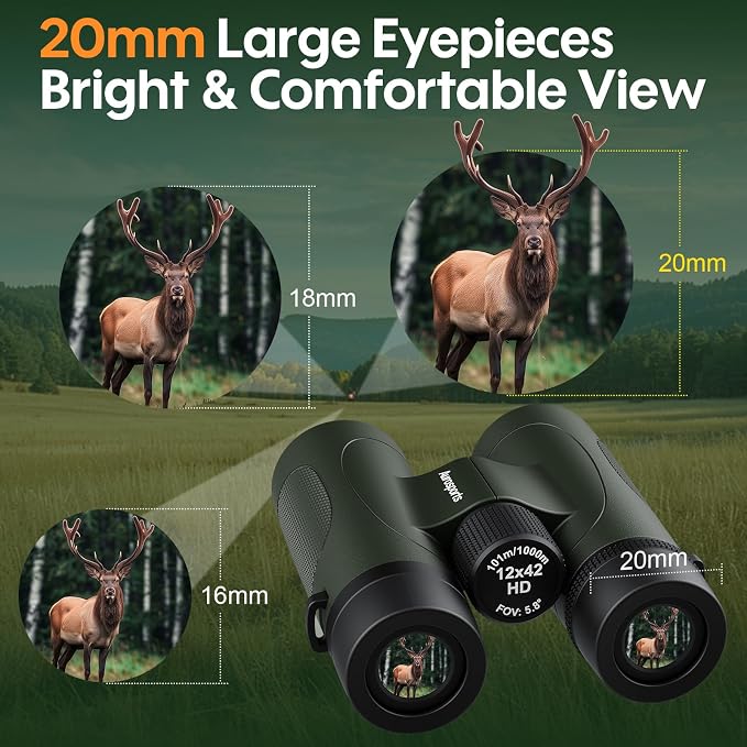 12x42 Binoculars for Adults High Powered: Waterproof HD Bird Binoculars - Image 4