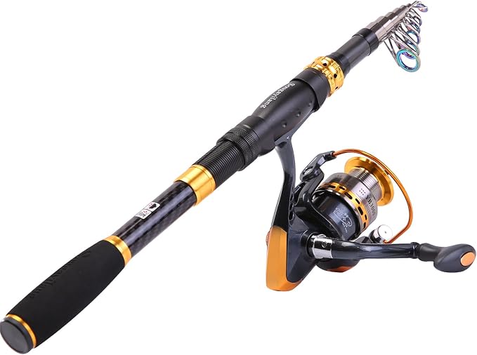 Sougayilang Fishing Rod Reel Combos Carbon Fiber Telescopic Fishing pole by Sougayilang