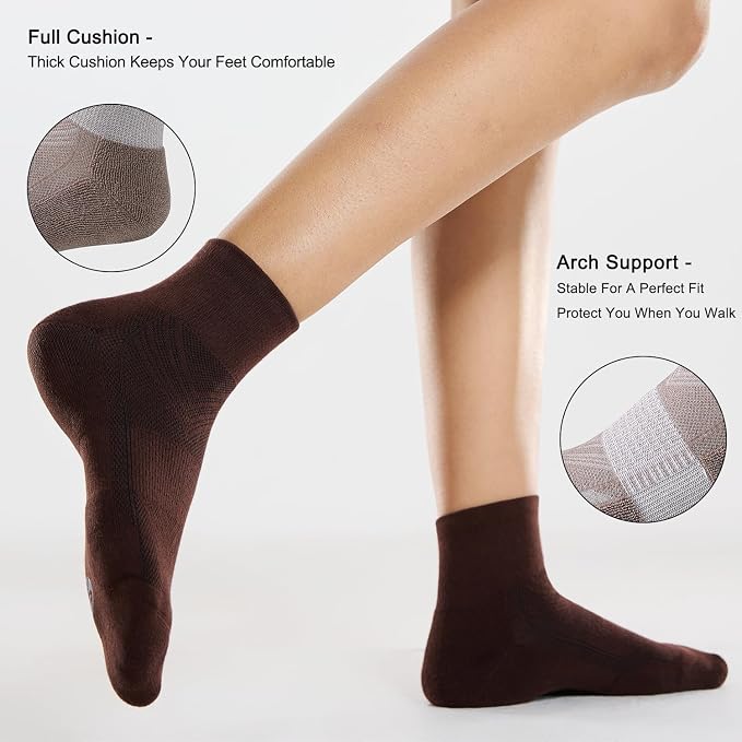 CS CELERSPORT 6 Pairs Women's Running Ankle Socks Athletic Sport Socks Cushioned - Image 4