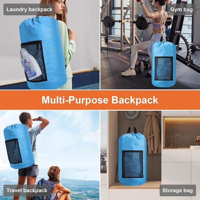 Femuar Laundry Bag Backpack Durable Laundry Bag - Image 7