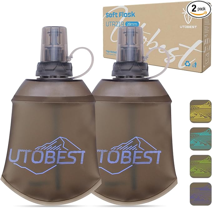 UTOBEST 150ml Soft Flask, 2 Pack Flexible TPU Hydration Water Bottle, by UTOBEST