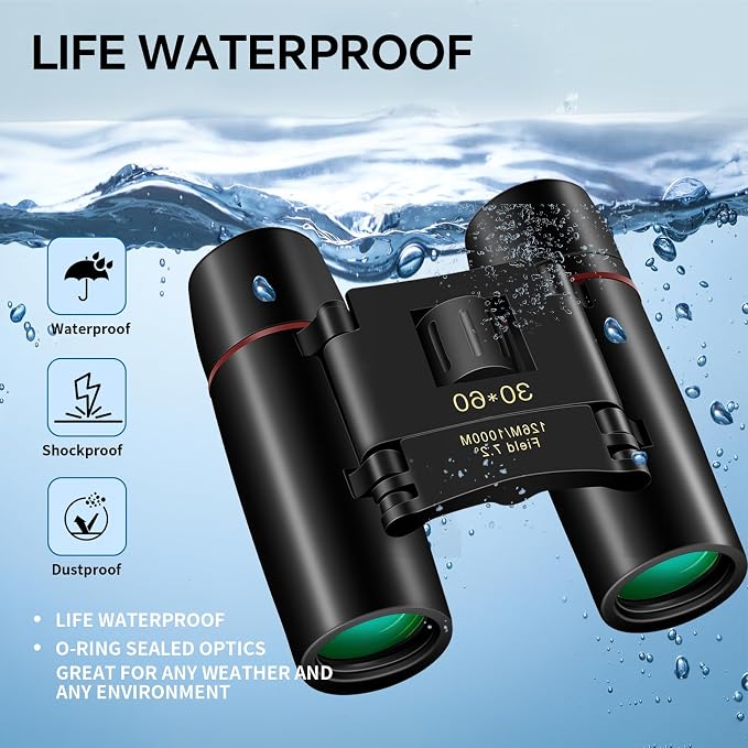 Compact 30x60 Binoculars for Adults and Kids, Foldable Lightweight Easy Focus - Image 4