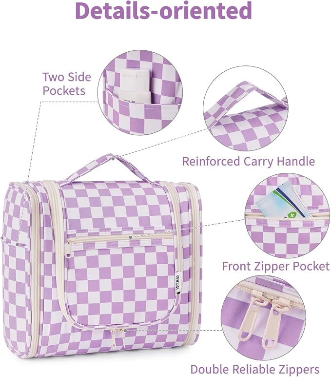 Narwey Checked Hanging Travel Toiletry Bag - Image 6