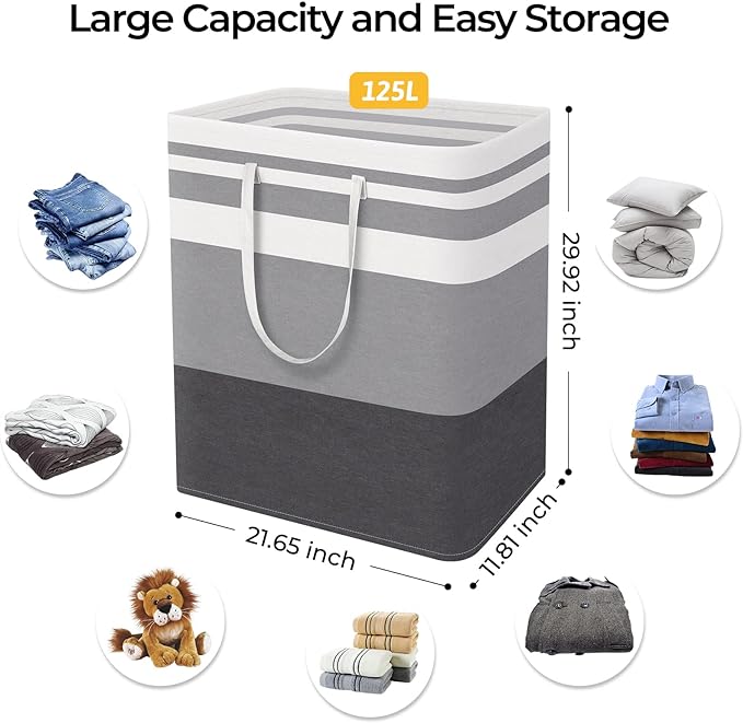 HomeHacks 2-Pack Large Laundry Basket, Waterproof, Freestanding Laundry Hamper - Image 4