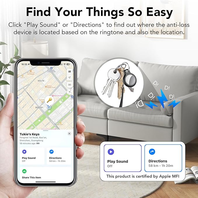 2025 New Air Tracker Tags-5 Pack, Replaceable Battery, Key Finder and Item - Image 4