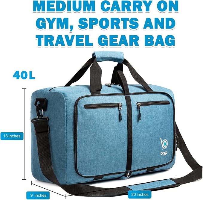 Bago Foldable Duffel Bags for Traveling Women & Men - 40L Sports Packable - Image 3