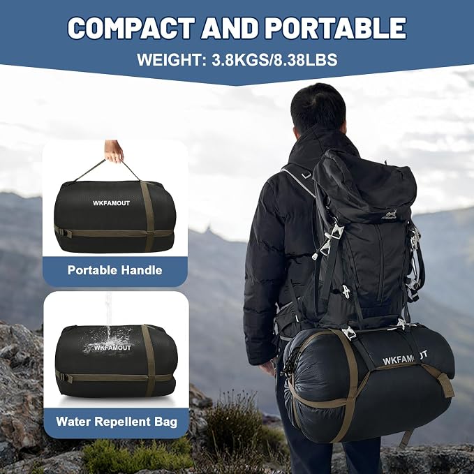 Double Sleeping Bag for Adults Machine Washable 2 Person Camping Sleeping Bag - Image 7